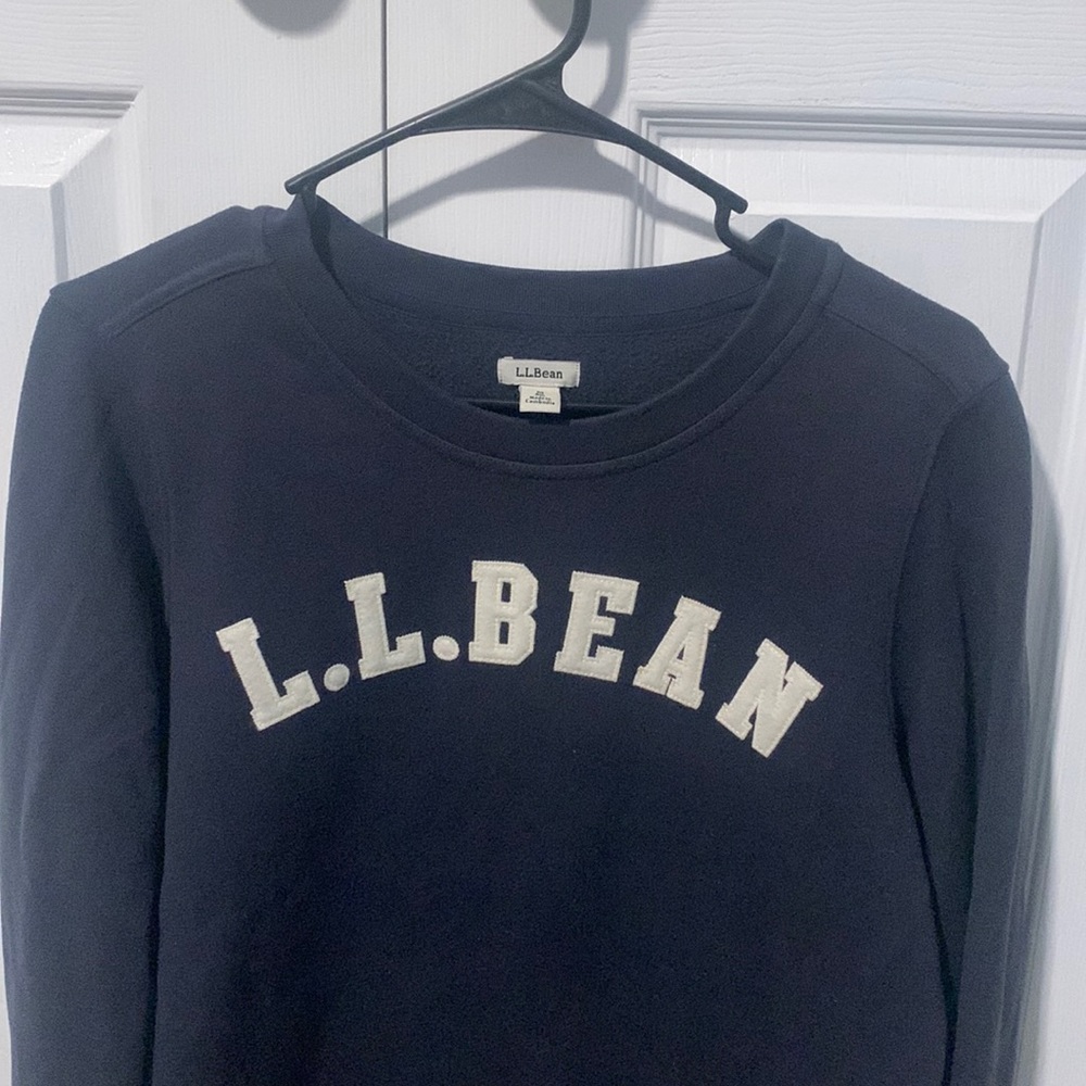 L.L. Bean Women's Navy Crewneck Sweater with White Logo